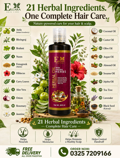 Ellara Herbal Hair Oil with Natural Herbs – 200ml