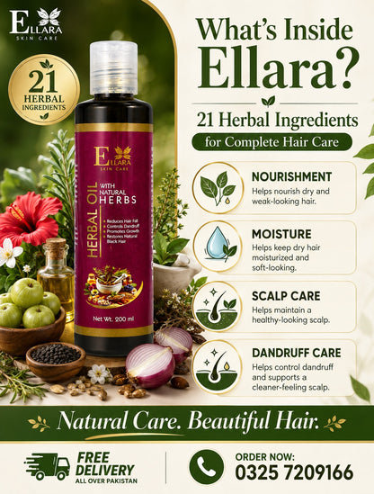 Ellara Herbal Hair Oil with Natural Herbs – 200ml